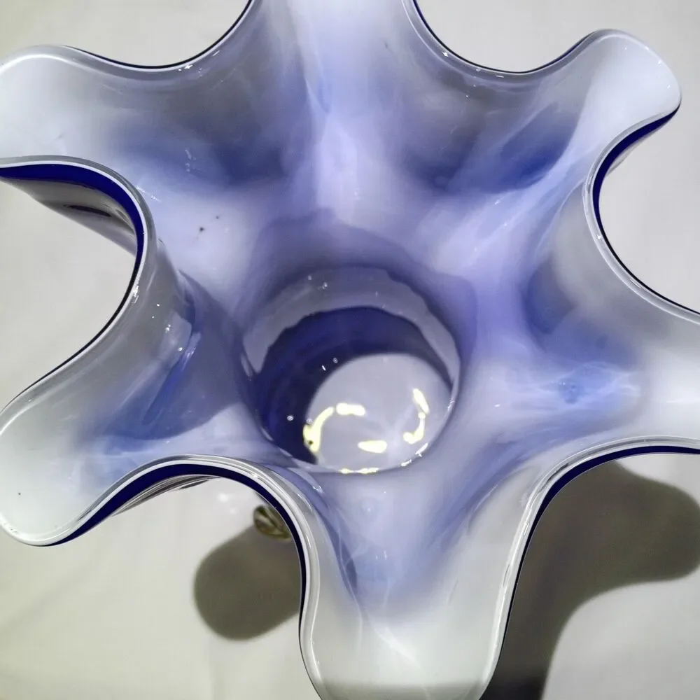 Murano-style art glass vase Blue And Yellow Floral